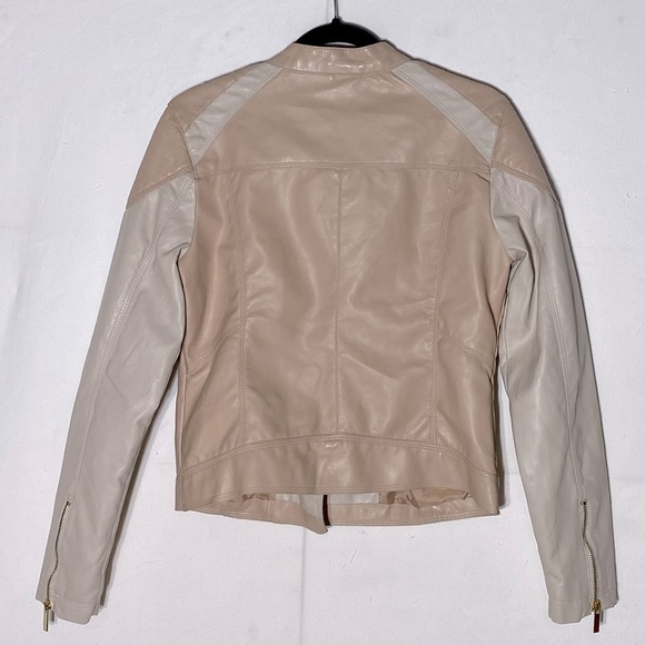 Buffalo Ivory Blush Beige Faux Leather Moto Style Jacket M - Picture 13 of 14